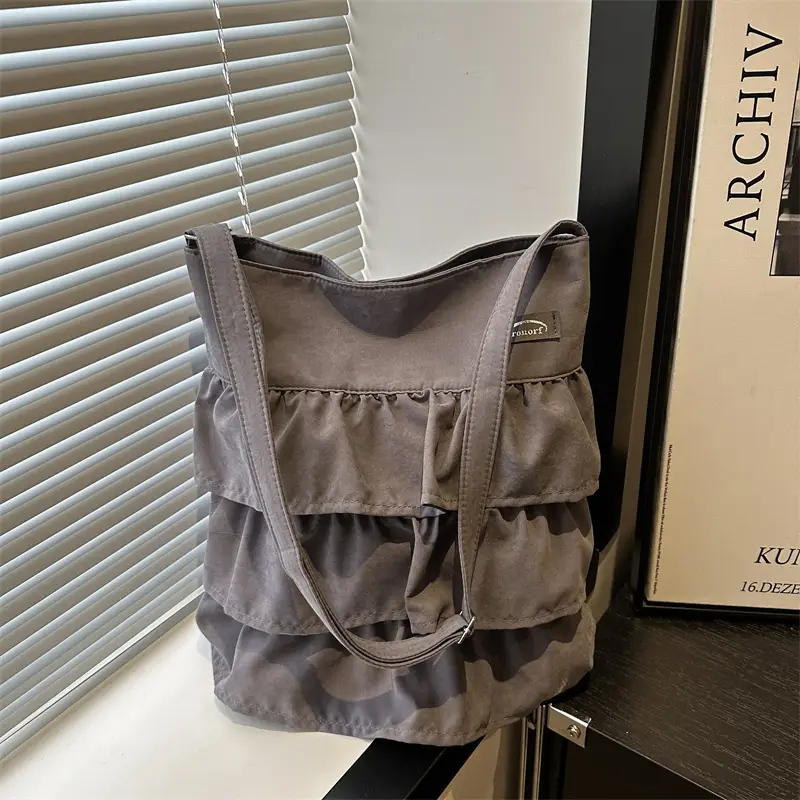 Women's Pleated New Tote Bag Korean Style Beige — feature 15