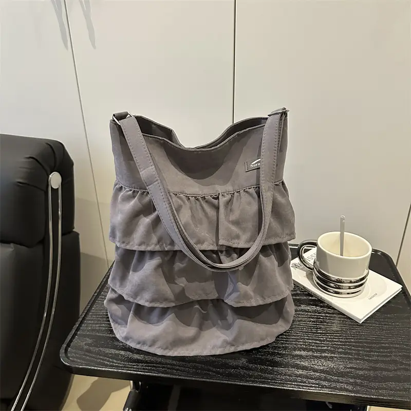 Women's Pleated New Tote Bag Korean Style Beige — feature 17
