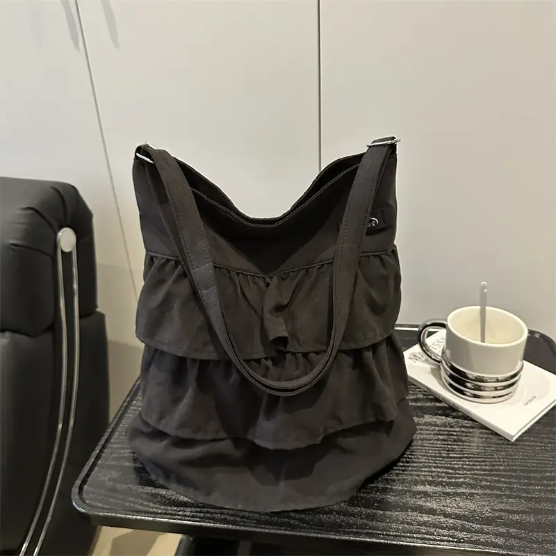 Women's Pleated New Tote Bag Korean Style Beige — feature 18