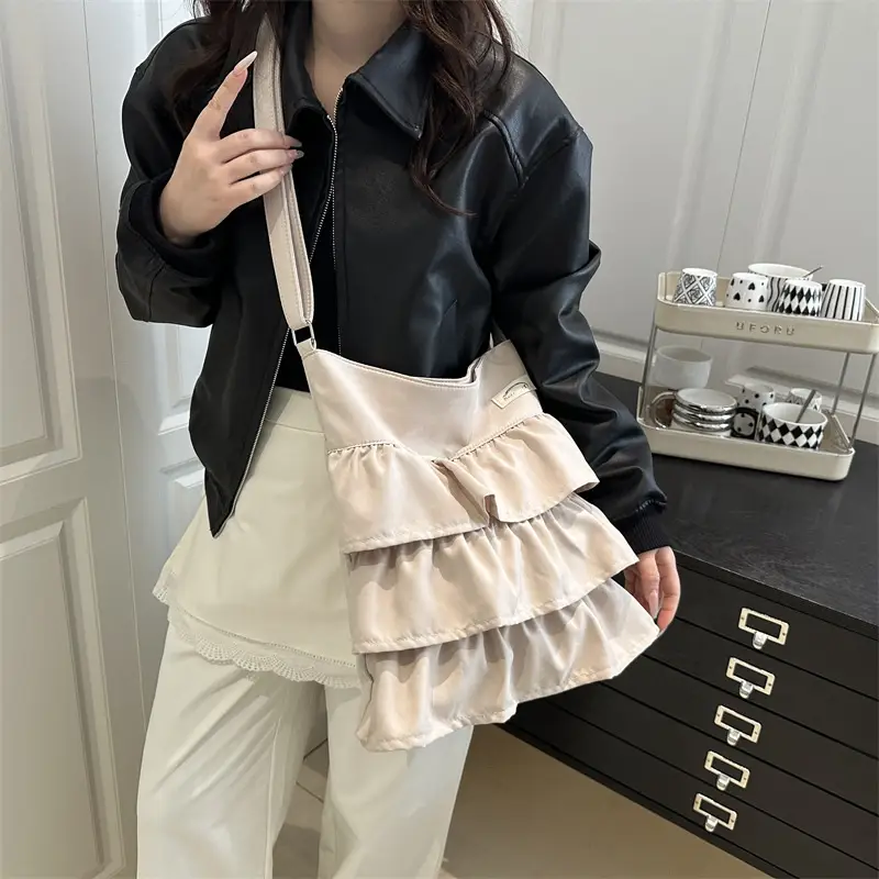 Women's Pleated New Tote Bag Korean Style Beige — feature 22