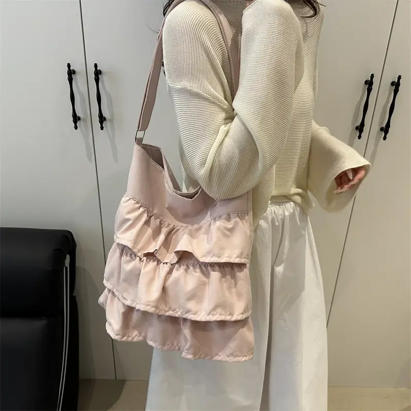 Women's Pleated New Tote Bag Korean Style Beige — feature 25