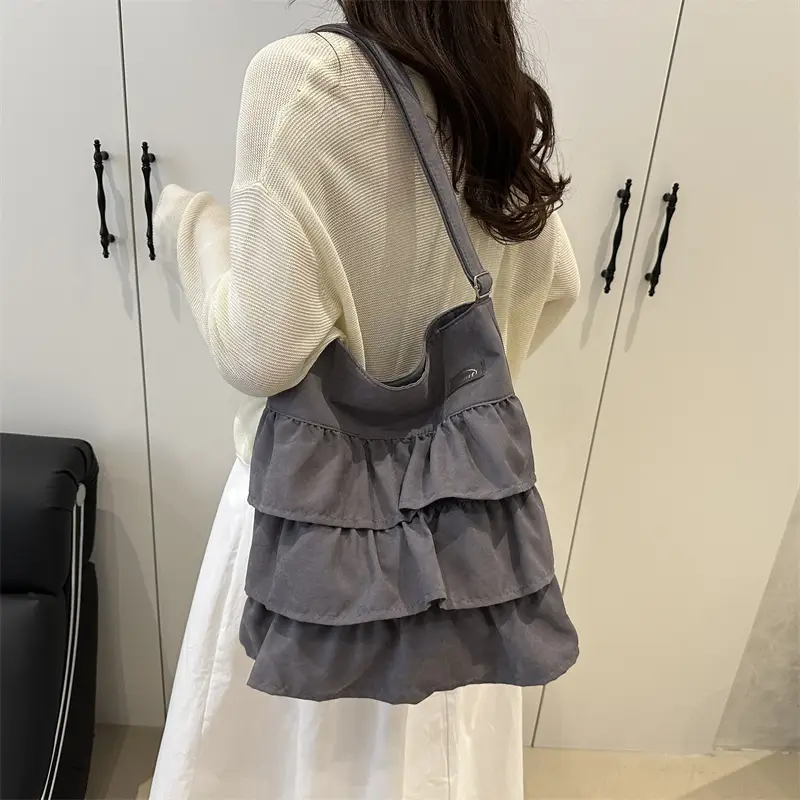 Women's Pleated New Tote Bag Korean Style Beige — feature 27