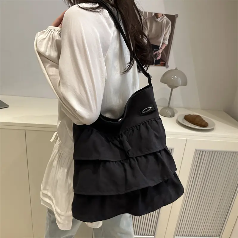 Women's Pleated New Tote Bag Korean Style Beige — feature 29