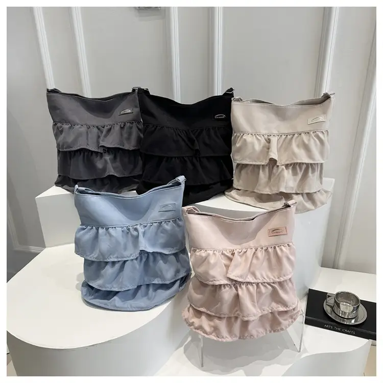 Women's Pleated New Tote Bag Korean Style Beige — feature 4