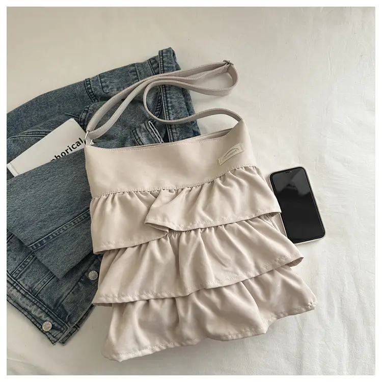 Women's Pleated New Tote Bag Korean Style Beige — feature 5