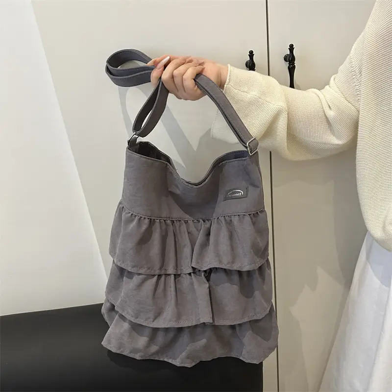Women's Pleated New Tote Bag Korean Style Beige - Image 4