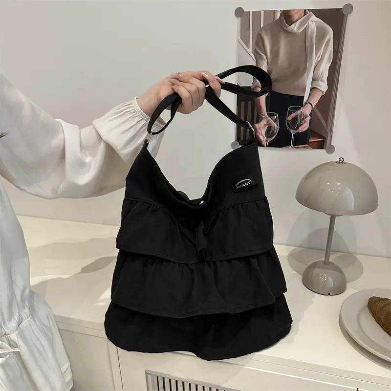 Women's Pleated New Tote Bag Korean Style Beige - Image 5