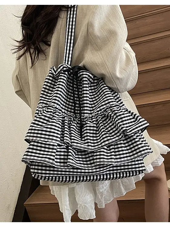 Korean Style Checkered Tote Bag for Women - Image 6