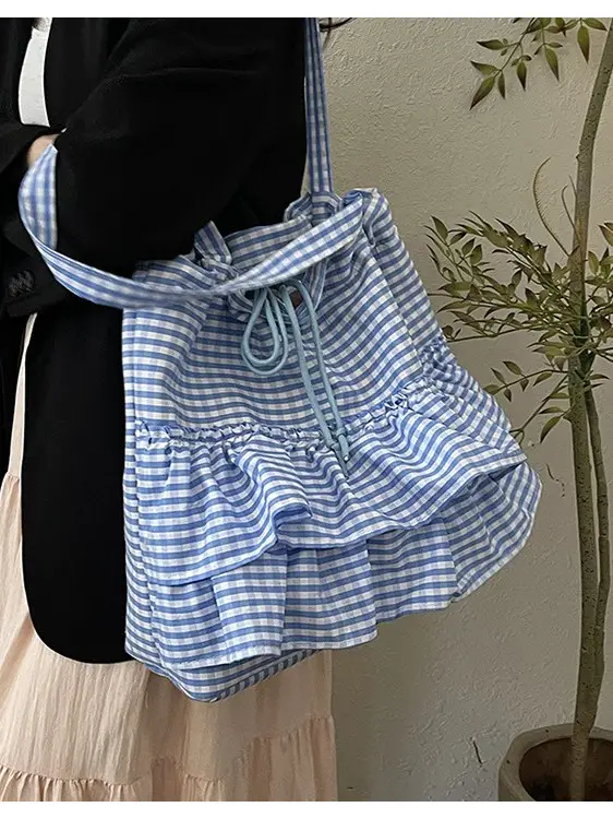 Korean Style Checkered Tote Bag for Women - Image 7