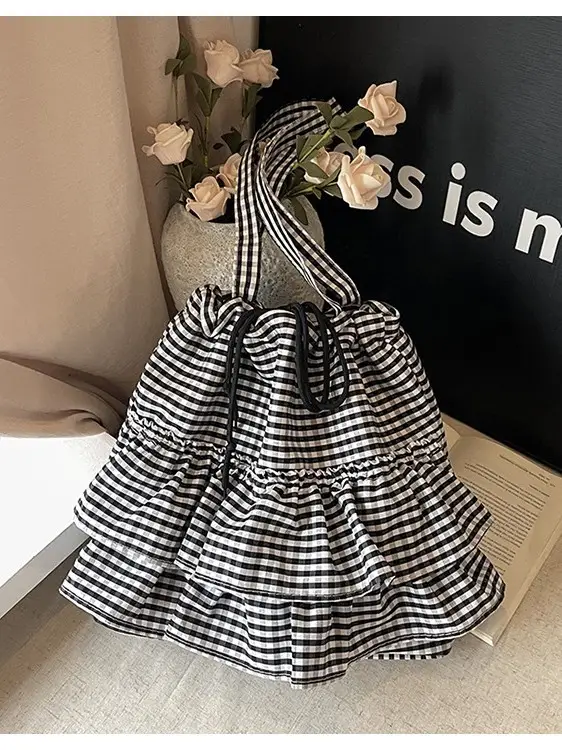 Korean Style Checkered Tote Bag for Women - Image 8