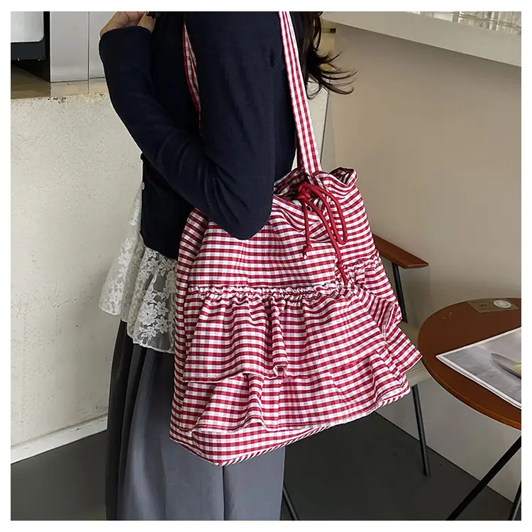 Korean Style Checkered Tote Bag for Women — feature 10