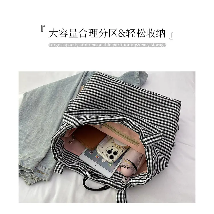 Korean Style Checkered Tote Bag for Women — feature 5
