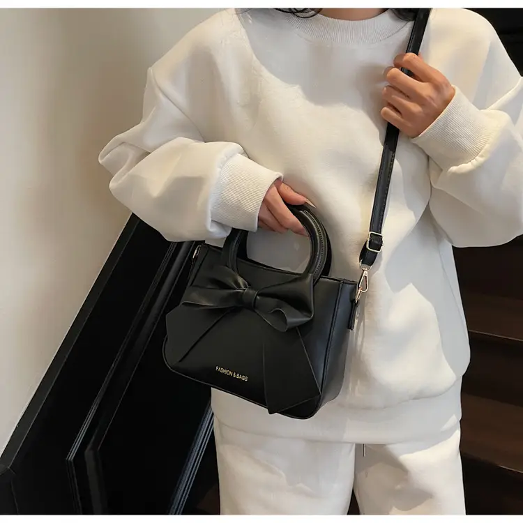 Women's White Bow Handbag with Crossbody Strap — feature 17