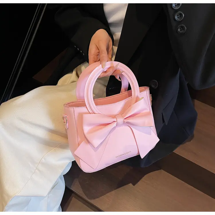 Women's White Bow Handbag with Crossbody Strap — feature 21