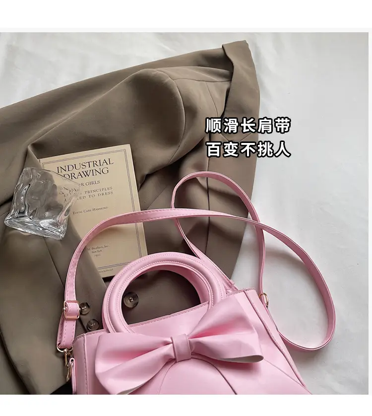 Women's White Bow Handbag with Crossbody Strap — feature 3