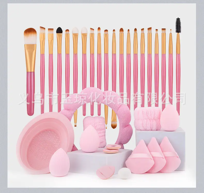 33-Piece Pink Makeup Brushes Set for Foundation, Powder, & Eyeshadow — feature 9