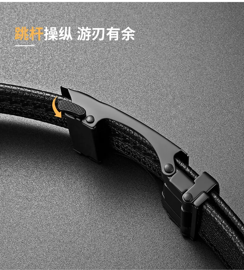 Men's Black Leather Belt with Automatic Buckle — feature 6