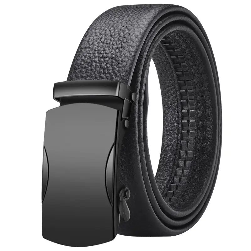 Men's Black Leather Belt with Automatic Buckle - Image 4