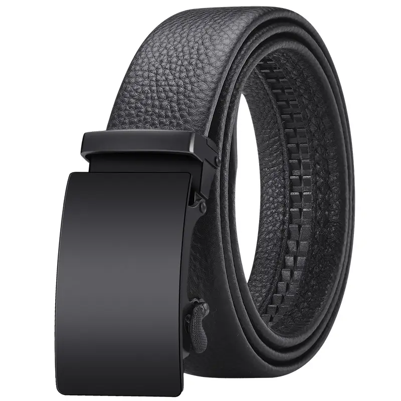 Men's Black Leather Belt with Automatic Buckle - Image 7