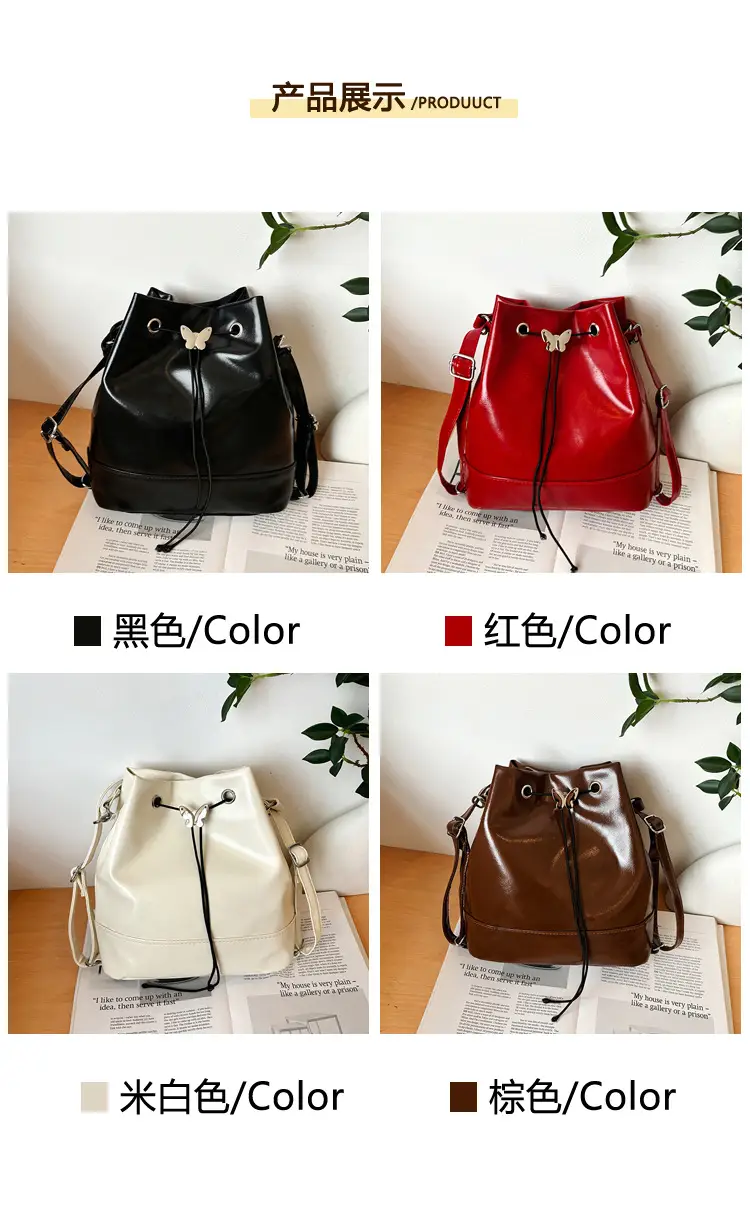 Fashion Western Bucket Bags Red Black Brown White — feature 4