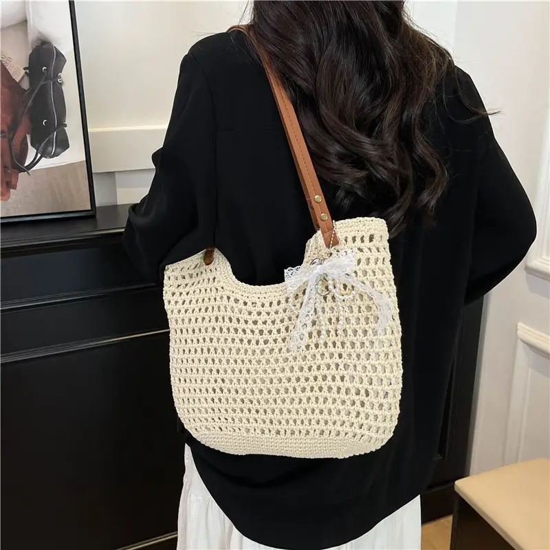 Cotton Woven Beach Bag for Women Large Capacity - Image 4