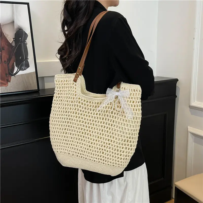 Cotton Woven Beach Bag for Women Large Capacity - Image 5