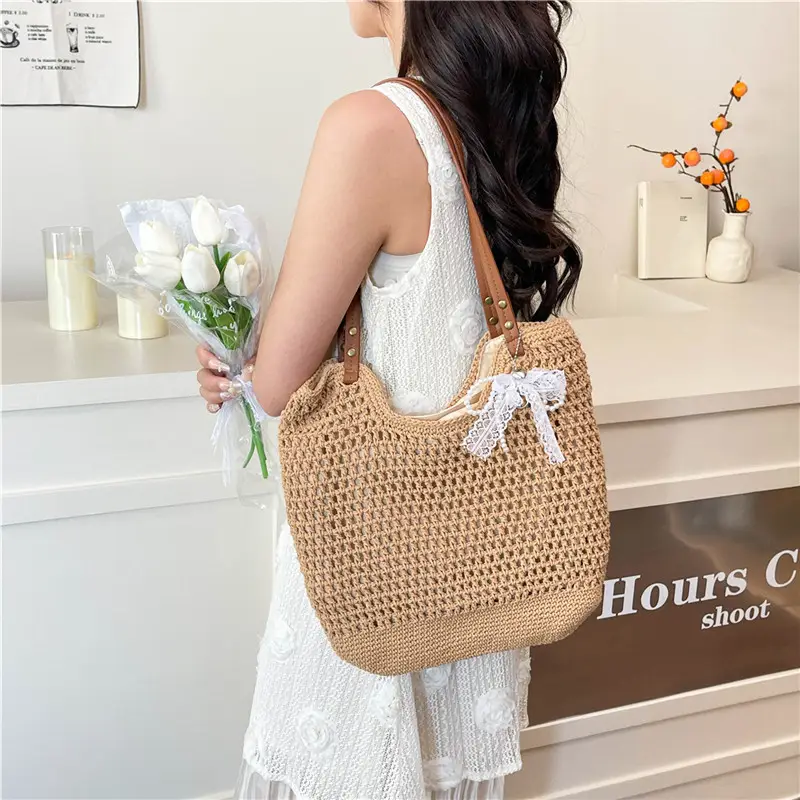 Cotton Woven Beach Bag for Women Large Capacity - Image 6