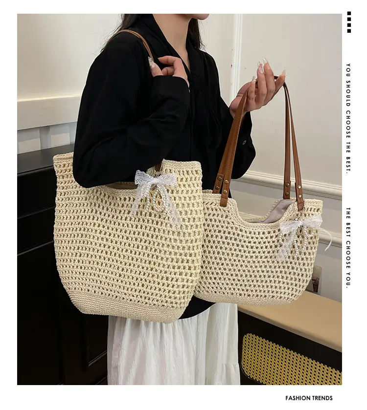 Cotton Woven Beach Bag for Women Large Capacity — feature 3