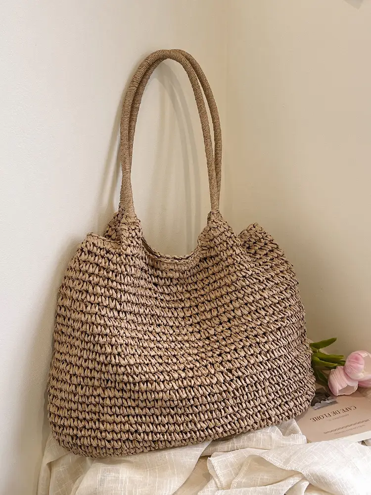 Straw Crossbody Bag Large Capacity Women's Shoulder Bag - Image 4