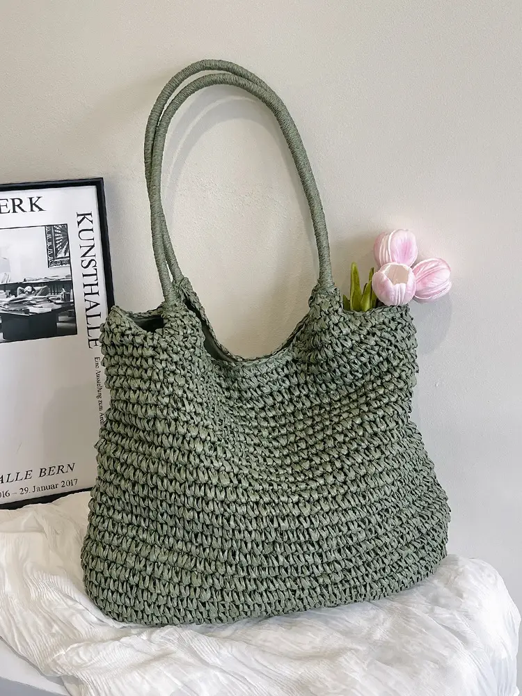 Straw Crossbody Bag Large Capacity Women's Shoulder Bag - Image 5