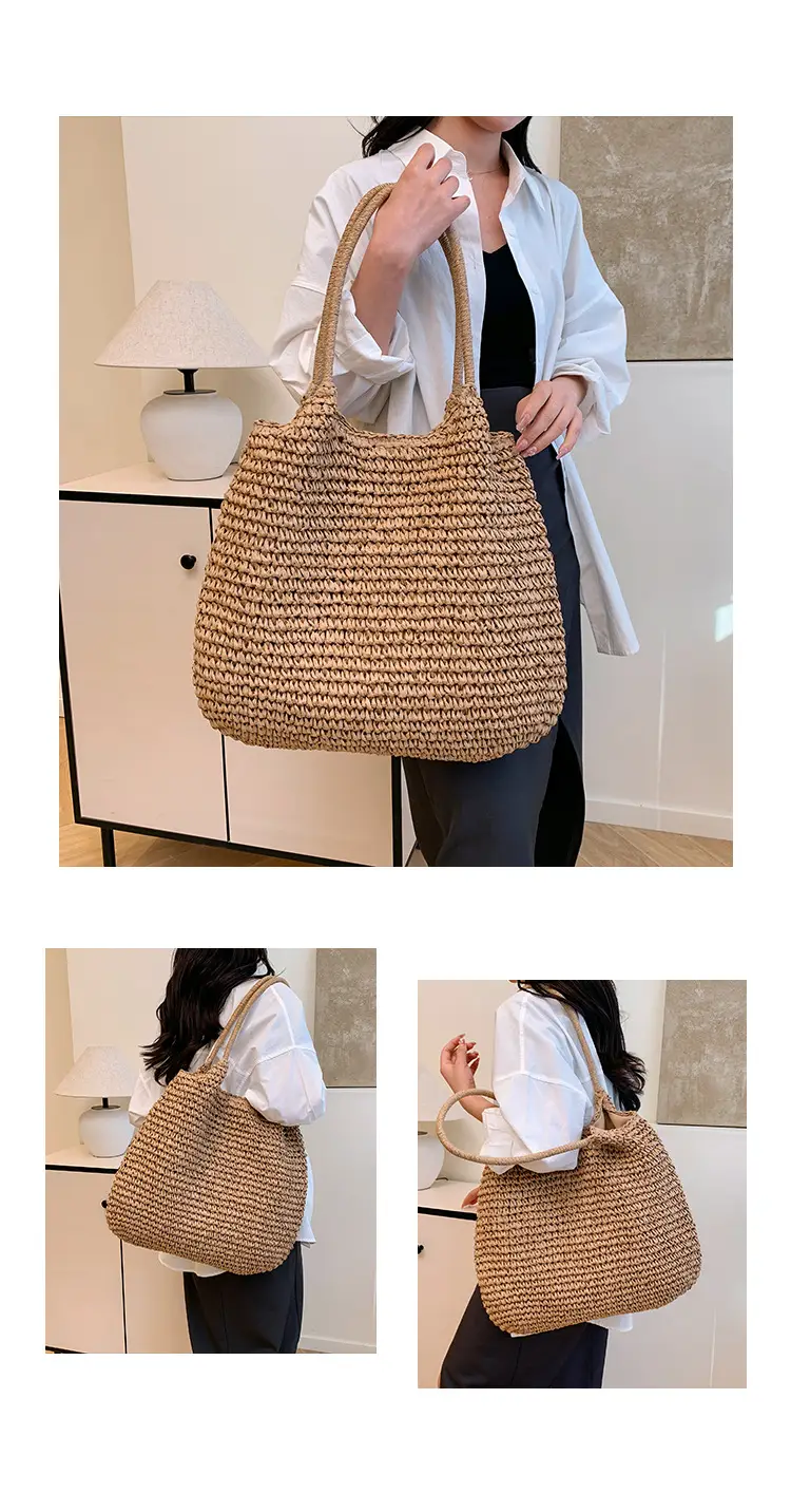 Straw Crossbody Bag Large Capacity Women's Shoulder Bag — feature 12