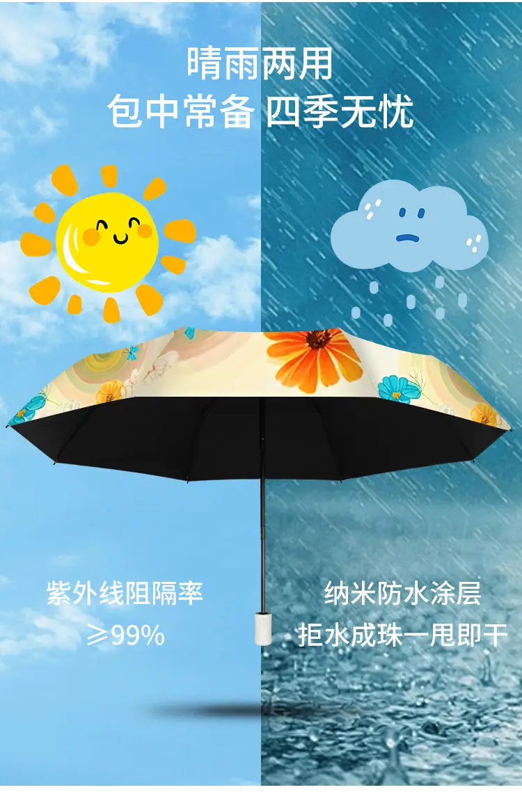 Portable Folding Umbrella Dual Use Sun Rain 50% Off — feature 8