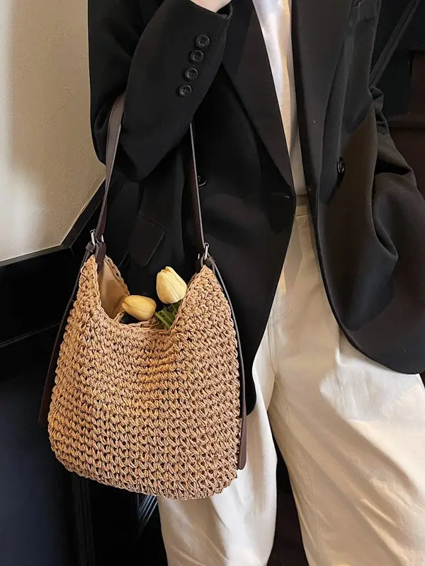 Women Straw Shoulder Bag Large Capacity 2026 - Image 4