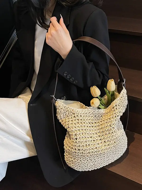Women Straw Shoulder Bag Large Capacity 2026 - Image 5