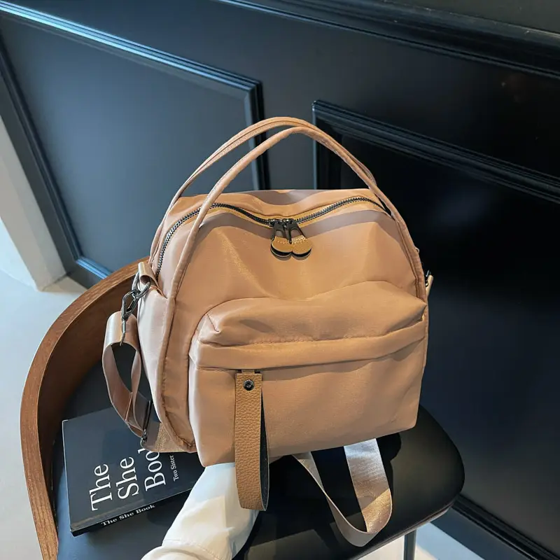 Women's Beige Oxford Cloth Crossbody Bag