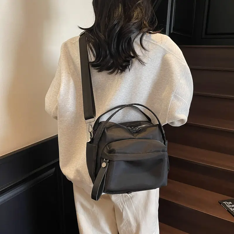 Women's Beige Oxford Cloth Crossbody Bag