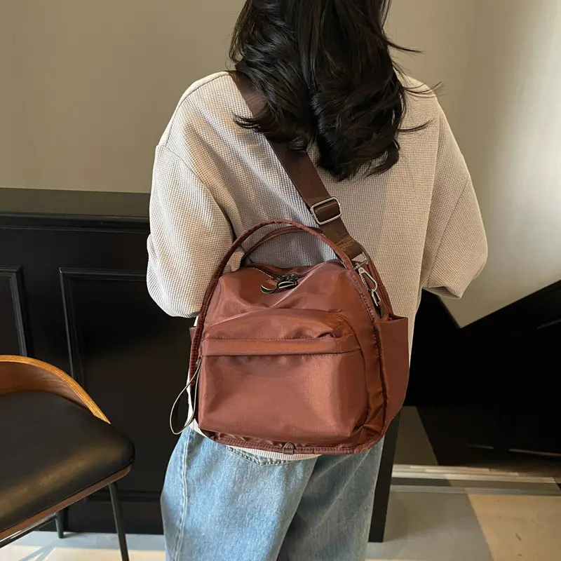 Women's Beige Oxford Cloth Crossbody Bag