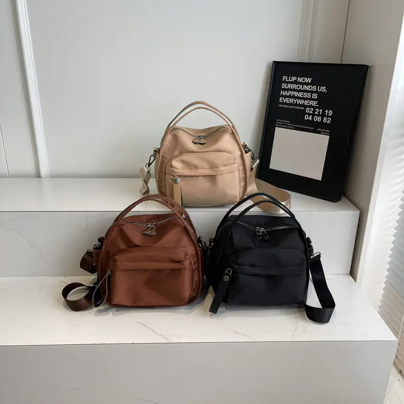 Women's Beige Oxford Cloth Crossbody Bag