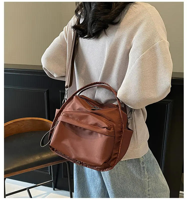 Women's Beige Oxford Cloth Crossbody Bag — feature 1
