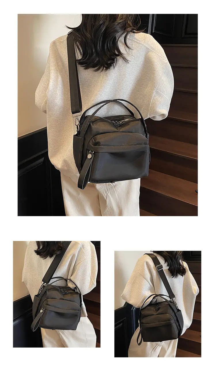 Women's Beige Oxford Cloth Crossbody Bag — feature 10