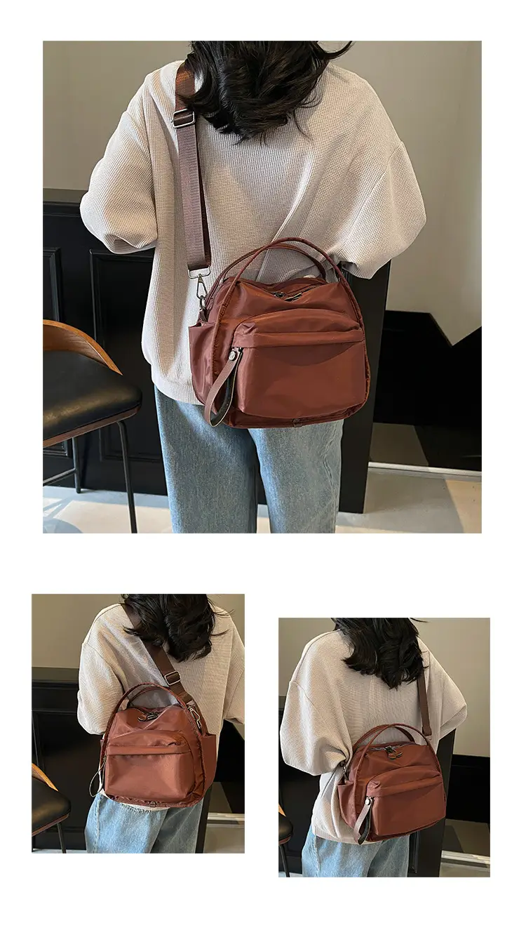 Women's Beige Oxford Cloth Crossbody Bag — feature 11