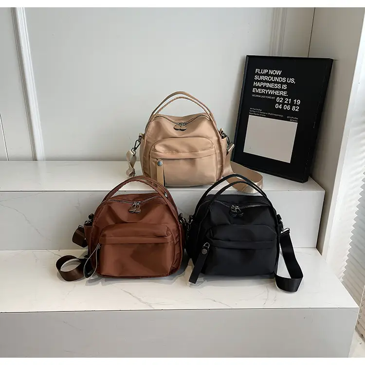 Women's Beige Oxford Cloth Crossbody Bag — feature 12