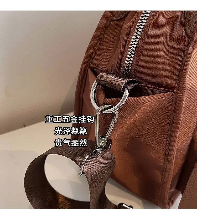 Women's Beige Oxford Cloth Crossbody Bag — feature 6