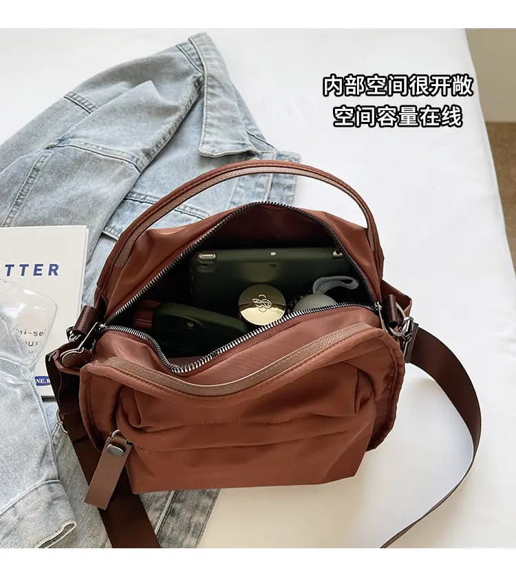 Women's Beige Oxford Cloth Crossbody Bag — feature 7