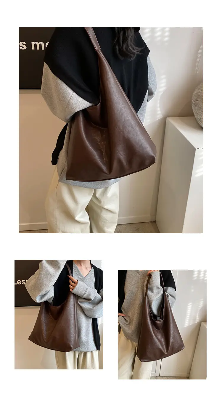 Brown Leather Tote Bag for Women Large Capacity Shoulder Bag — feature 7