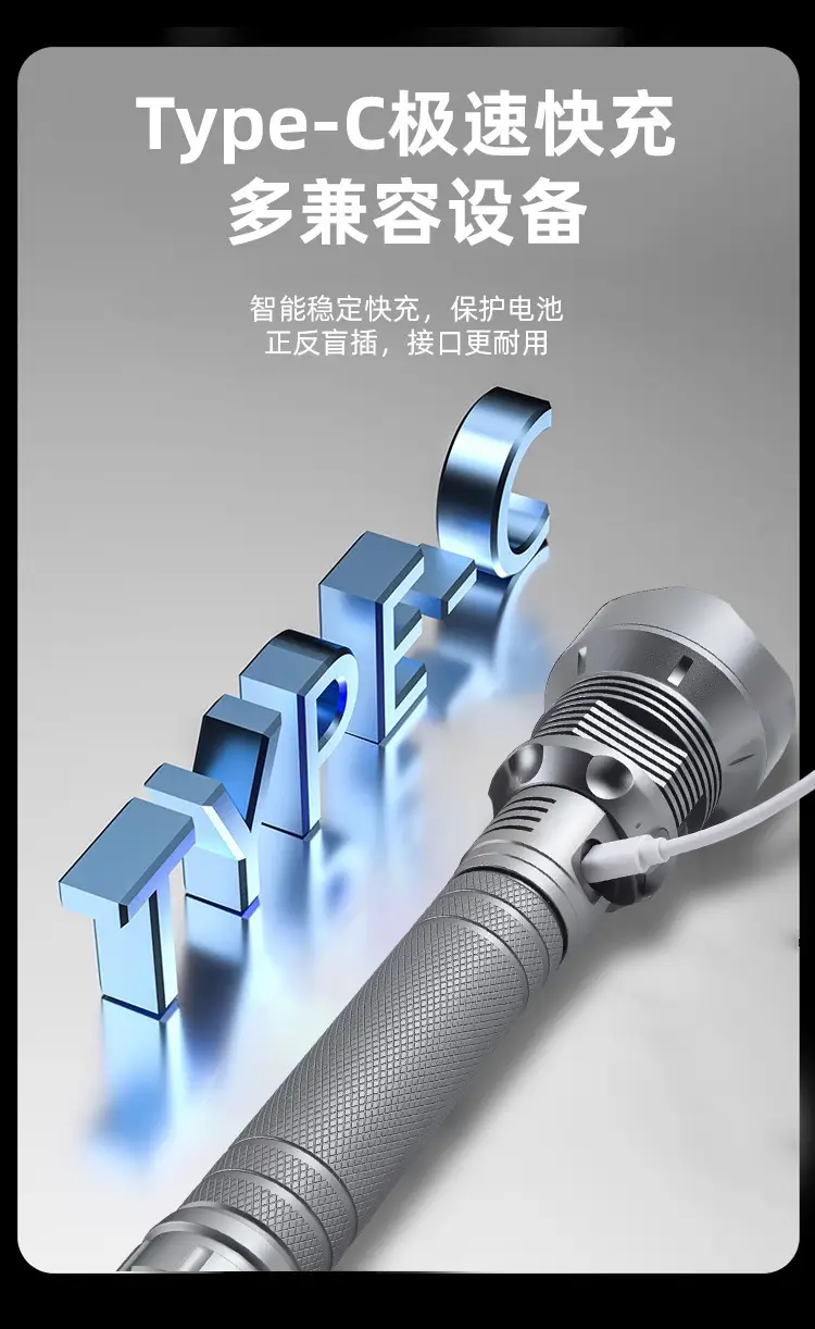 XHP50 Strong Light Cross-Border Flashlight with Power Display β feature 9