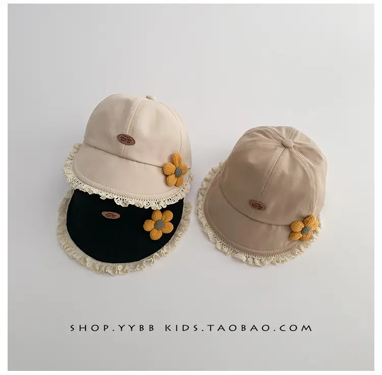 Children's Sweet Princess Lace Sunshade Cap Brown Beige — feature 11