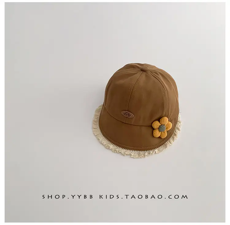 Children's Sweet Princess Lace Sunshade Cap Brown Beige — feature 13