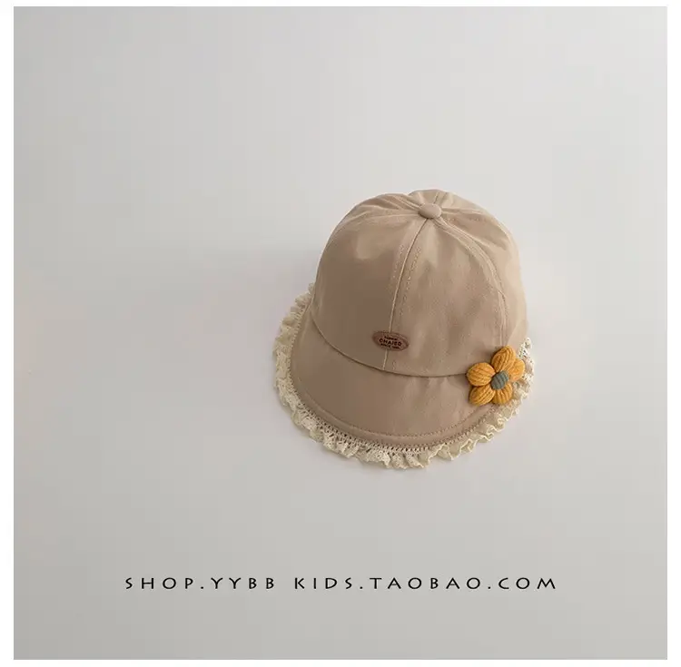 Children's Sweet Princess Lace Sunshade Cap Brown Beige — feature 15