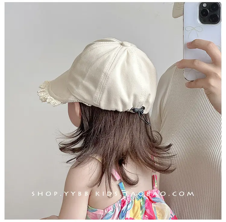 Children's Sweet Princess Lace Sunshade Cap Brown Beige — feature 4